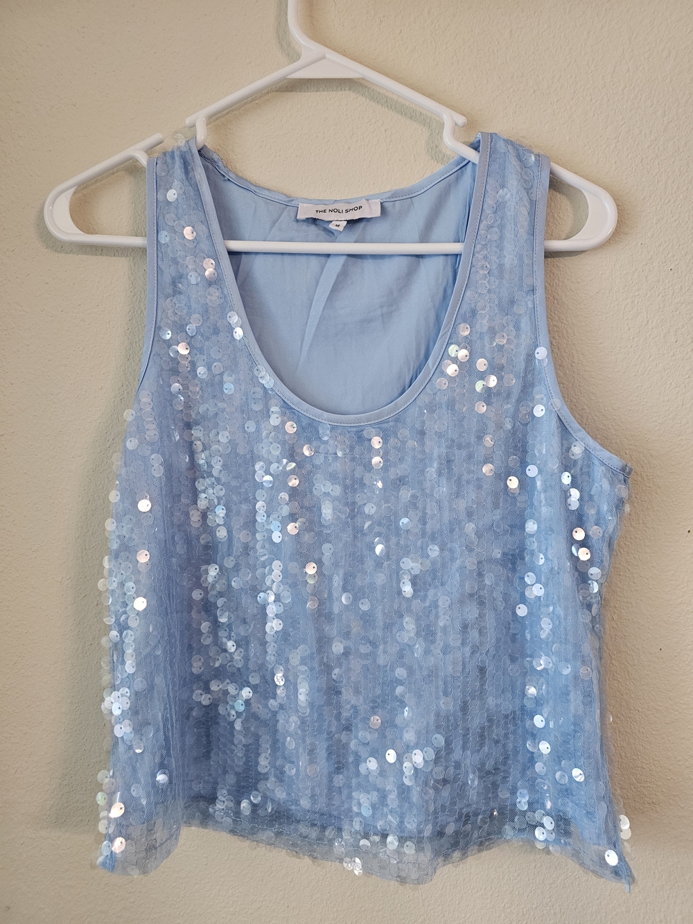 Noli Light Blue Sequin Tank Top